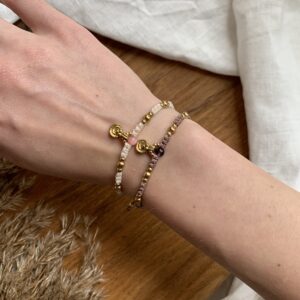 Macrame Bracelet with Gold Spiral Charm